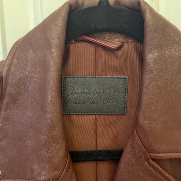 All Saints Red Burgundy Leather Jacket - Picture 7 of 8